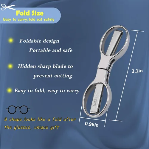 Miniatura 3 de 2 piezas de tijeras plegables, cortador telescópico portátil de acero inoxidable, tijeras pequeñas de bolsillo plegables y seguras para el hogar