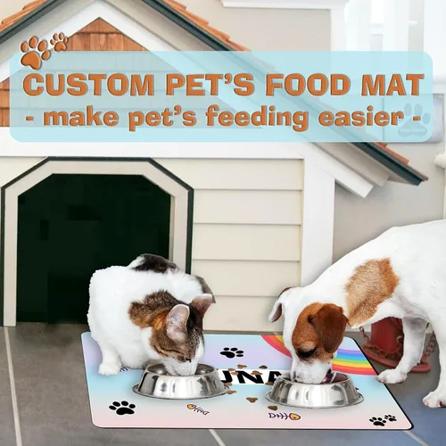 Miniatura 6 de Tapete personalizado de comida para perros con nombre de la mascota, mantel individual personalizado con respaldo antideslizante, tapete