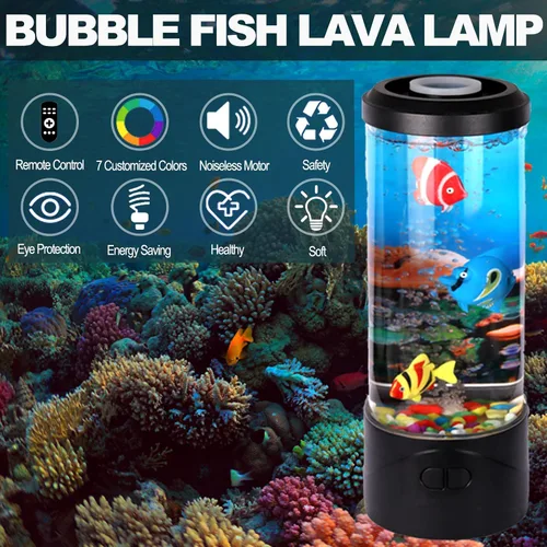 Miniatura 2 de Mini lámpara de peces de burbujas, lámpara de acuario falsa de pecera, luz de acuario cambiante multicolor con 3 luces de noche de peces