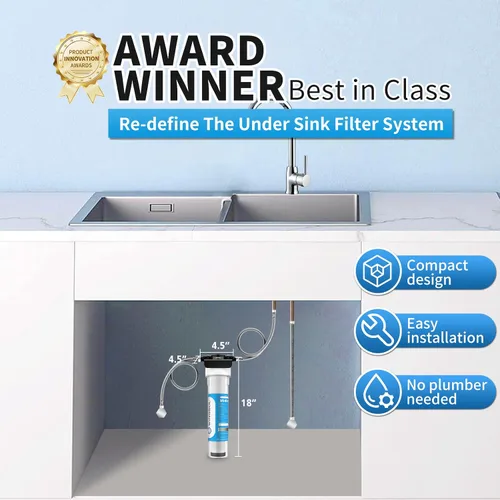 Miniatura 4 de WINGSOL Filtro de agua Jumbo para debajo del fregadero, reduce metales pesados, cloro, alcalinización, de larga duración, 5 en 1, funciona