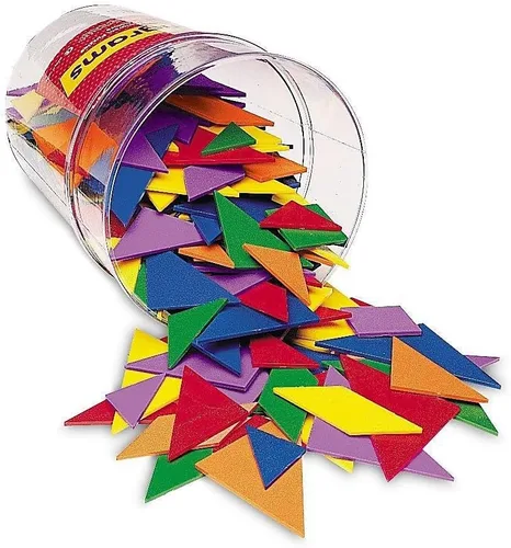 Learning Resources Classpack Tangrams, manipulador matemático, formas geométricas, rompecabezas, 4 colores, a partir de 5 años