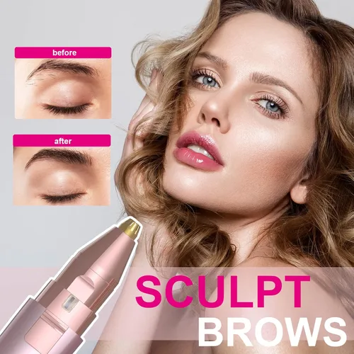 Miniatura 2 de Maquinilla de afeitar de cejas y depilación facial para mujeres (2 en 1, recargable por USB), depilación 100% indolora, kit de recortador de cejas