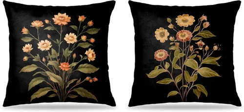 Miniatura 9 de Juego de 2 fundas de almohada florales con lazo de cinta azul y rosa de 18 x 18 pulgadas, decoración de dormitorio de habitación preparada, fundas