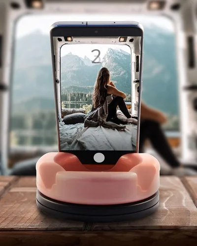 Miniatura 7 de GoDonut Soporte giratorio de 360 grados para teléfono inteligente y tablet, organizador de escritorio con rotación de dispositivo de 360 grados, Rosa