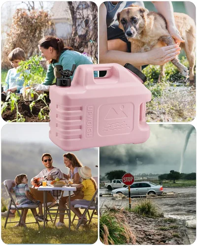Miniatura 4 de UPWOIGH Jarra de agua grande de 5 galones, recipiente de agua portátil a prueba de fugas rosa coral con espiga, talla frontal inspirada