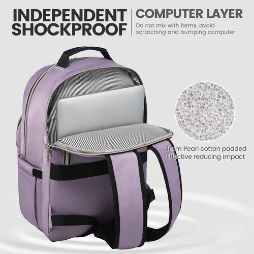 Miniatura 3 de LOVEVOOK - Mochila de 15.6 pulgadas para laptop, para mujer, bolsa de laptop para mujer, mochila de viaje linda, mochila profesional para Púrpura
