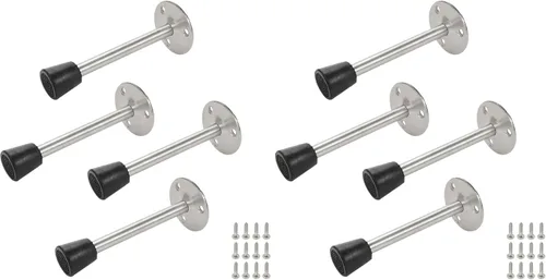 Miniatura 7 de Tope de puerta de acero inoxidable montado en el piso de la pared con parachoques de goma 120mm/4.7" Longitud-4pcs