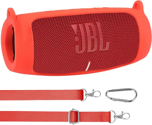 Miniatura 11 de co2CREA Funda de silicona para altavoz Bluetooth impermeable JBL Charge 5, funda de viaje de silicona portátil con mosquetón, funda protectora
