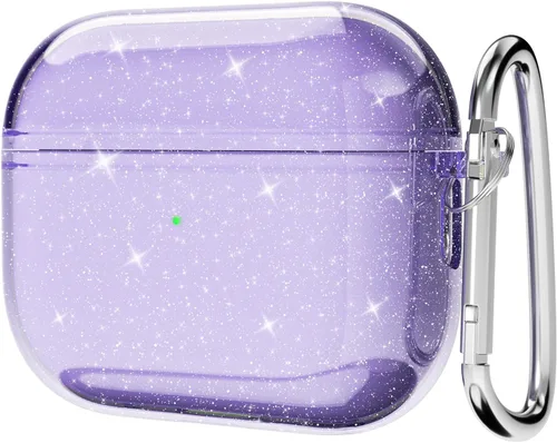 Miniatura 42 de Svanove Funda para Airpods Transparente con Purpurina, Funda Brillante y Bonita para Airpods de 1ª y 2ª Generación con Llavero, Carcasa Rígida