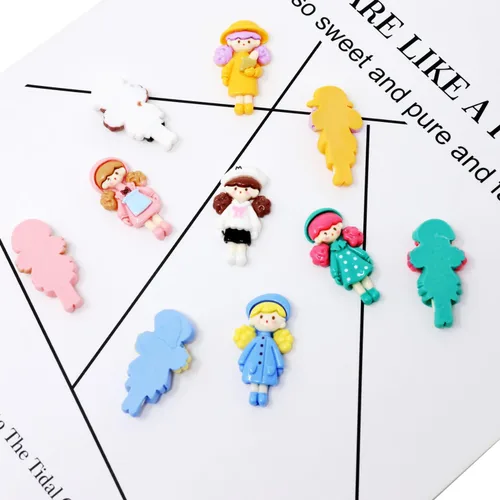 Miniatura 6 de Honbay 30 dijes de resina con diseño de limo de dibujos animados para niñas, con parte trasera plana, adornos para manualidades, pinzas