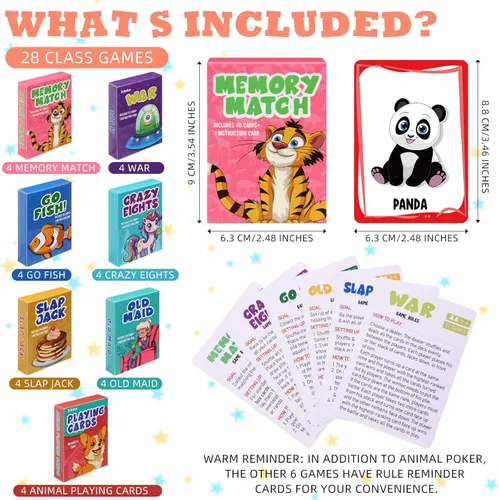 Miniatura 2 de Zubebe Paquete de 7 juegos de cartas para niños, regalos clásicos a granel, juego de cartas para niños, incluye Go Fish, Old Maid, Crazy Eights