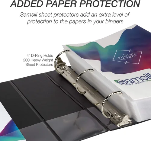 Miniatura 33 de Samsill - Carpeta duradera de 5 pulgadas, fabricada en los Estados Unidos, con anillos en D, transparente y personalizable, color blanco