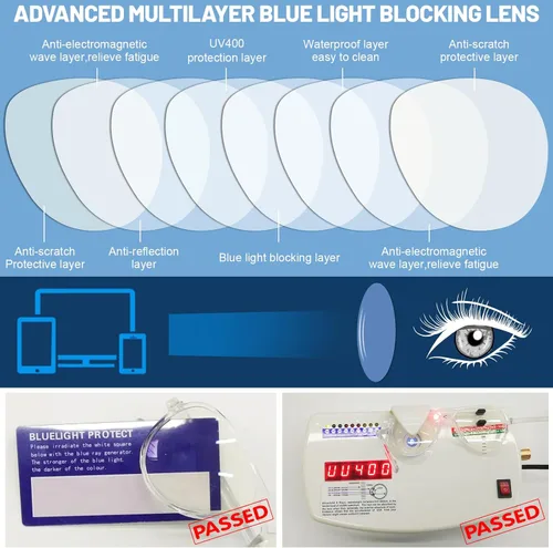 Miniatura 4 de Paquete de 4 lentes de bloqueo de luz azul aviador para mujeres y hombres, anteojos transparentes para computadora vintage de los años 70, anteojos