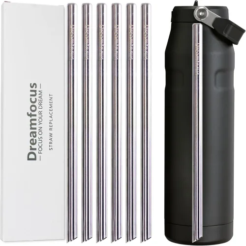 Miniatura 10 de Dreamfocus Pajitas de metal reutilizables de acero inoxidable de repuesto para Stanley IceFlow Aerolight Flip Straw 2.0 botella de 16 onzas, paquete