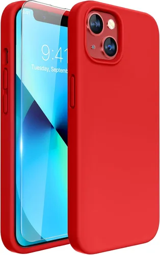 Miniatura 7 de Miracase Funda diseñada para iPhone 13, con protector de pantalla de vidrio templado, forro de microfibra suave antiarañazos, funda de goma de Azul