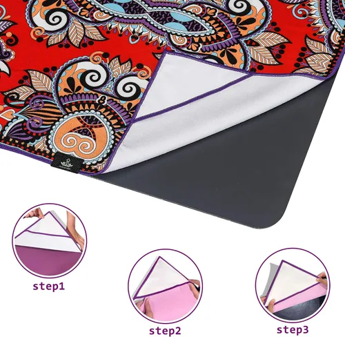 Miniatura 5 de Heathyoga, Toalla de yoga con diseño exclusivo de bolsillos en las esquinas de microfibra 100%, ideal para yoga, pilates y entrenamiento físico