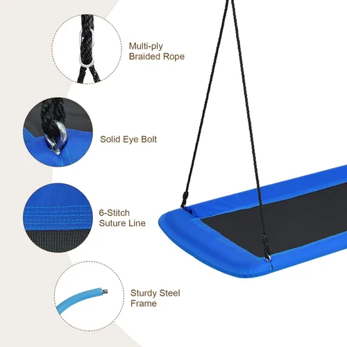 Miniatura 4 de Costzon Columpio rectangular gigante de 60 pulgadas para niños y adultos, resistente al desgaste para interiores y exteriores, con marco de acero