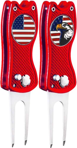 Miniatura 11 de FINGER TEN Herramienta de reparación de golf Divot y marcador de bola, paquete económico, plegable de acero inoxidable magnético con botón