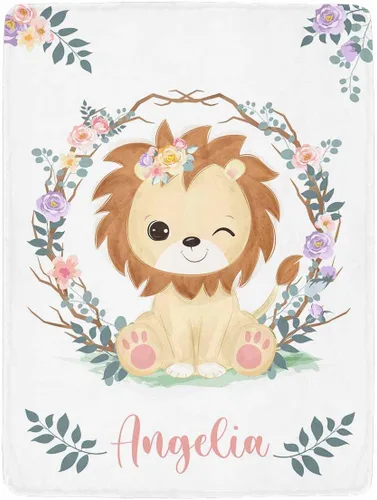 Miniatura 32 de Artsadd Manta personalizada con nombre, manta personalizada de animales de la selva, manta personalizada de safari para niños, niñas, baby shower