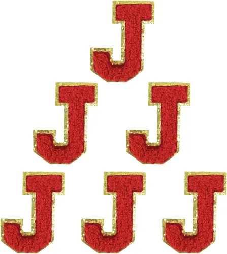 Miniatura 27 de 6 piezas de parches de letras de chenilla autoadhesivas, parches de letras preppy de 2 pulgadas para bolsos, ropa y sombreros, grandes pegatinas