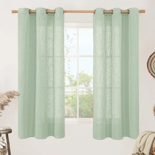 Miniatura 114 de LAMIT Cortinas de lino sintético para dormitorio, paneles filtrantes de luz, cortinas de lino con protección de privacidad con ojales para ventanas