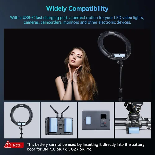 Miniatura 4 de SMALLRIG Batería USB-C de repuesto de 3500 mAh para Sony NP-F550, 3H completamente cargada, fuente de alimentación para luces LED, monitores, Azul