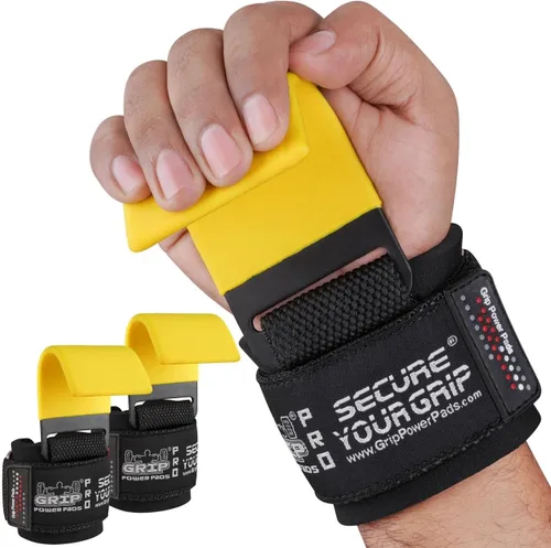 Miniatura 8 de Ganchos de acero para levantamiento de pesas de alta resistencia, juego de 2 guantes de entrenamiento acolchados de alta calidad