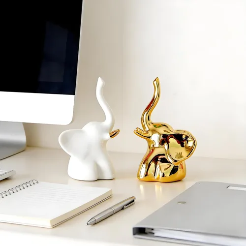 Miniatura 3 de Decoración del hogar para estantes, estatuas de elefante, 1 par, pequeños detalles decorativos para estantes, mesa de oficina, estantería