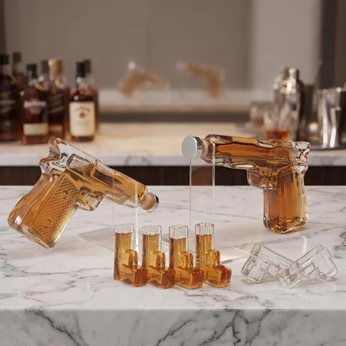 Miniatura 7 de Juego de decantador de pistola de whisky + 2 vasos bala - Regalos de pistola de Navidad y cumpleaños para hombres que lo tienen todo, regalos