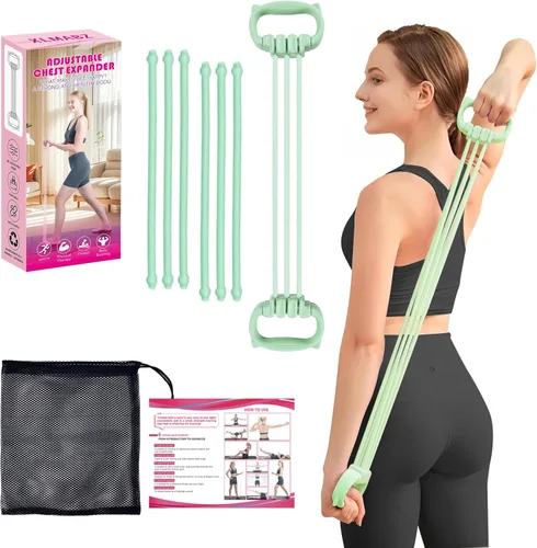 Miniatura 10 de Bandas de Resistencia Ajustables de 6 Niveles, Bandas de Resistencia para Fitness, Bandas de Ejercicio con Agarres Cómodos, Unisex, para Brazos