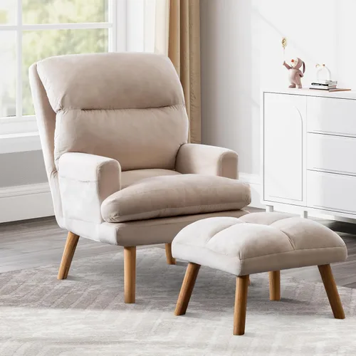 Miniatura 8 de IOMOR Silla de Acento Moderna con Almacenamiento, Sillón Individual con Almohada de Respaldo Mullido, Silla Cómoda Tapizada para Sala de Estar