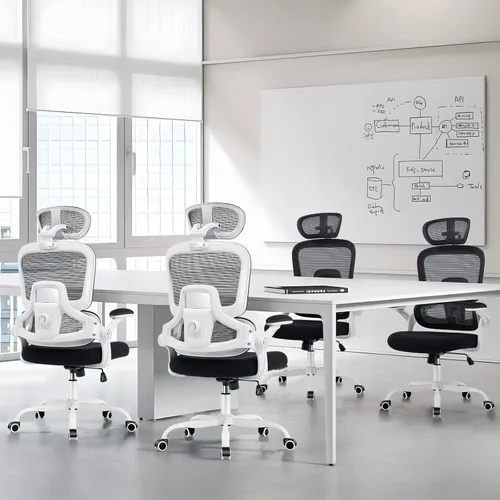 Miniatura 9 de Silla de oficina ergonómica, silla de escritorio de malla con soporte lumbar ajustable 2D, alivia el dolor de espalda durante largos días de trabajo