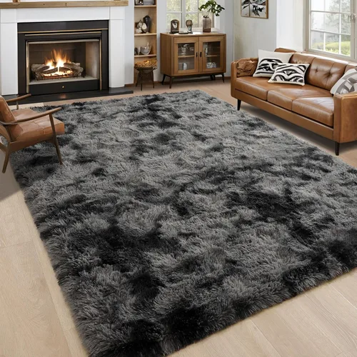 Miniatura 23 de Noahas - Alfombra suave y afelpada para habitación de niña y sala de estar, colorida, decoración para guardería, teñido anudado arcoíris, azul