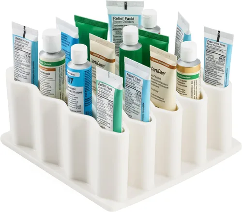 Miniatura 7 de Li & Zhao Organizador de ungüentos, soporte de almacenamiento para brochas de maquillaje, soporte para lápices de diseño ondulado, organizador