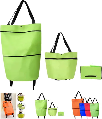 Miniatura 10 de Carrito de compras plegable 2 en 1 2023, bolsa de compras plegable portátil con ruedas, bolsa de compras ligera impermeable con ruedas, bolsa de Azul