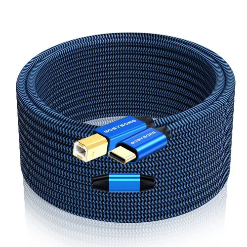 Miniatura 12 de Cable de impresora USB 2.0 de 30 pies - Alta velocidad tipo A a tipo B, compatible con HP, Canon, Dell, Epson, Xerox y más (azul)