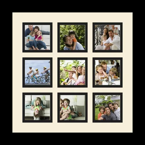 Miniatura 3 de ArtToFrames Marco de Fotos Collage con Alfombrilla Individual con 9 Aberturas 3x3 y Marco Negro Satinado con Alfombrilla de Alabastro.
