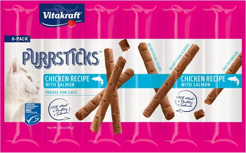 Miniatura 14 de Vitakraft PurrSticks - Golosinas suaves nutritivas y saludables para gatos, palitos de carne asada al horno suavemente para gatos con 70% de carne