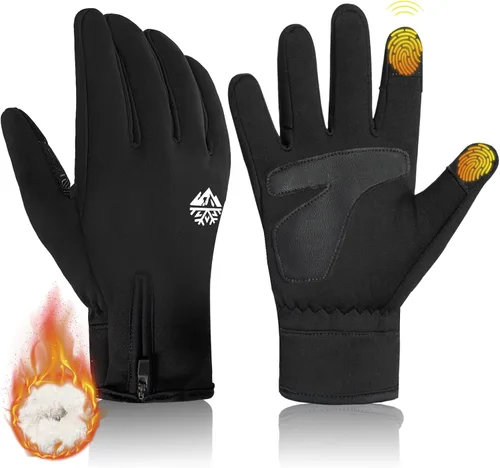 RIGWARL Warm Kids Winter Gloves for Boys Girls, Water-Resistant Touchscreen Gloves with Zipper Cuff, Gifts for Kids Christmas