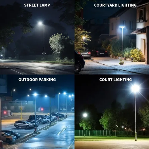 Miniatura 3 de Paquete de 4 luces LED de estacionamiento para exteriores de 300 W con fotocélula del atardecer al amanecer y ajustador deslizante, luz diurna