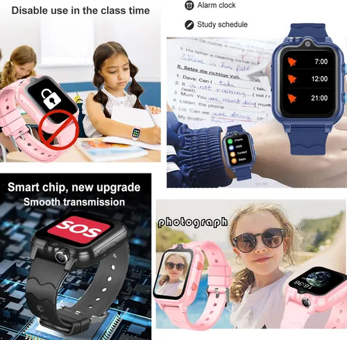 Miniatura 6 de Reloj inteligente para niños, reloj GPS 4G para niños con WiFi, SMS, llamadas, video chat de voz, Bluetooth, grabación de audio, alarma, podómetro