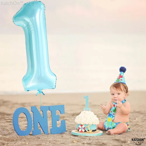 Miniatura 248 de KatchOn, Globo grande azul número 2 de 40 pulgadas Decoraciones de cumpleaños de Baby Shark para niño de 2 años Globo azul número 2 Globo