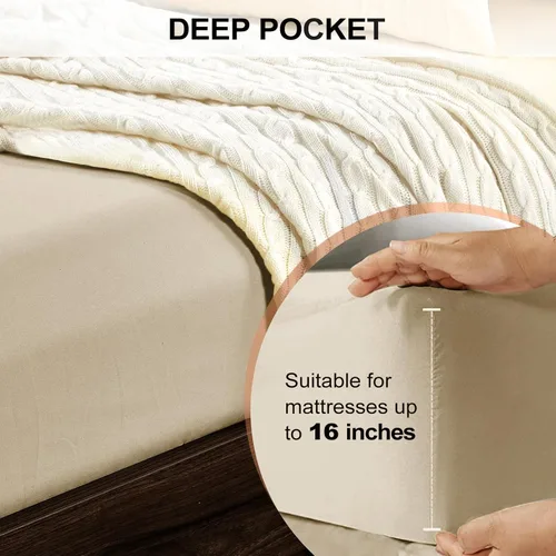 Miniatura 4 de FreshCulture Paquete de 2 Sábanas Bajeras Individuales Solamente – Sábana Bajera de Calidad Hotelera Tamaño Individual – Ultra Suave y Transpirable