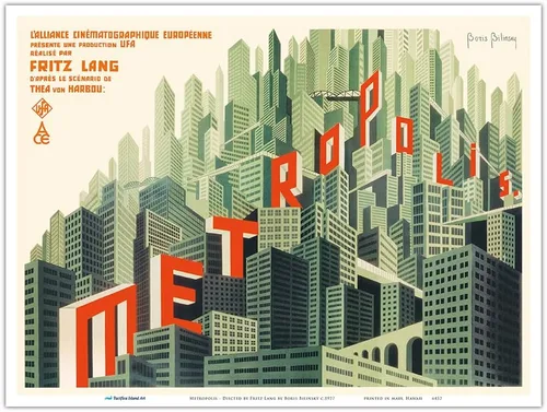 Miniatura 9 de Metropolis - Directed by Fritz Lang - Vintage French Film Movie Poster by Boris Bilinsky c.1927 - Master Art Print (Unframed) 6in x 9in