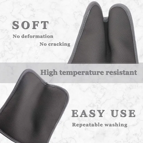 Miniatura 5 de Juego de 2 soportes para ollas grises para cocina, resistentes al calor, almohadillas calientes con bolsillos, antideslizantes, agarre suave