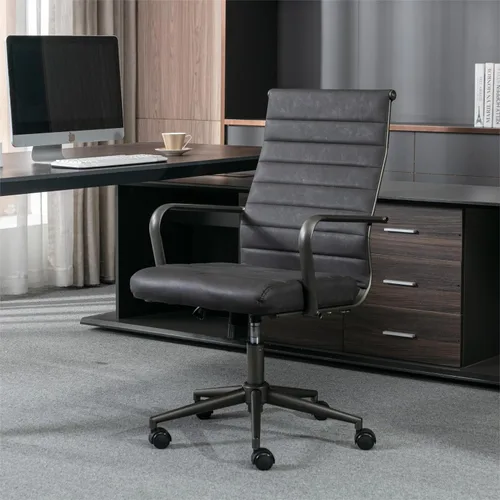 Miniatura 10 de Okeysen Silla de escritorio de oficina, sillas de sala de conferencias, silla giratoria ejecutiva ergonómica moderna, altura ajustable, silla