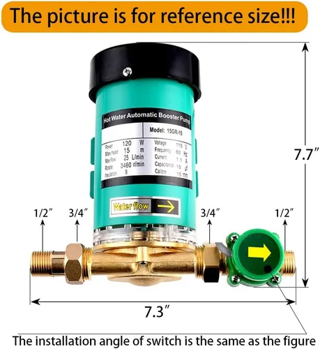 Miniatura 3 de 115V/60HZ 120W 3/4 pulgadas Outlet Home Bomba de presión de agua automática Bomba de refuerzo de ducha con interruptor de flujo de agua para toda