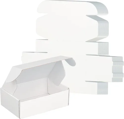 FORBFAN Cajas de envío de 6 x 4 x 2, paquete de 45 cajas blancas para pequeñas empresas, pequeñas cajas de cartón corrugado para correo y envío