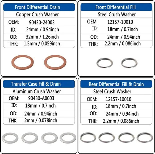 Miniatura 2 de Kit de 18 piezas de juntas de servicio de transferencia y diferencial de reemplazo para casi todos los vehículos Toyota 9043024003 90430A0003