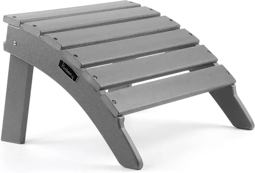 FUNBERRY Otomana Adirondack plegable, HDPE para todo tipo de clima, reposapiés de patio de fácil almacenamiento, otomanas y reposapiés para Gris